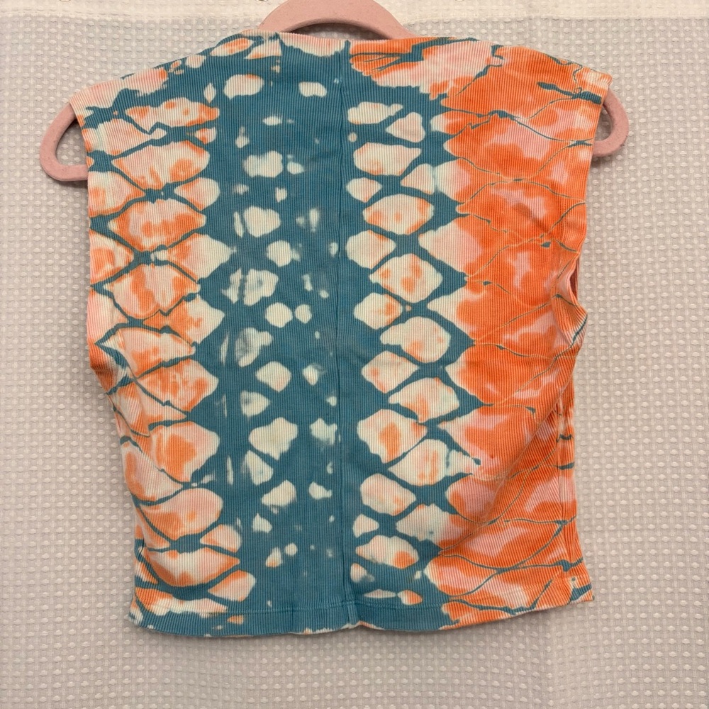 Young Fabulous Broke orange and teal ribbed crop top M - Picture 4 of 4
